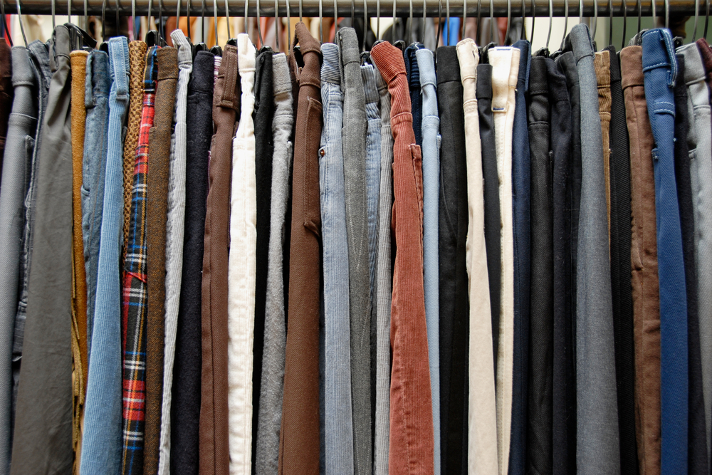 rack of mens pants